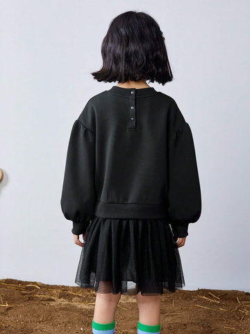 Mini Bala Girls Skirt Autumn Knit Patchwork Princess Dress