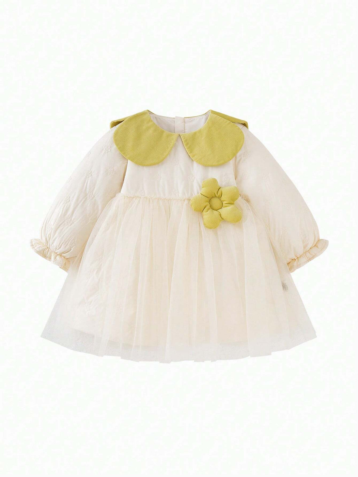 Mini Bala Girls' Sweet A-Line Dress Fall/Winter Princess Dress With Puff Sleeves