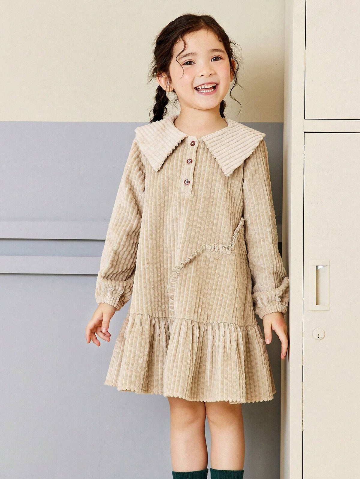 Mini Bala Young Girls College Style Lapel Dress