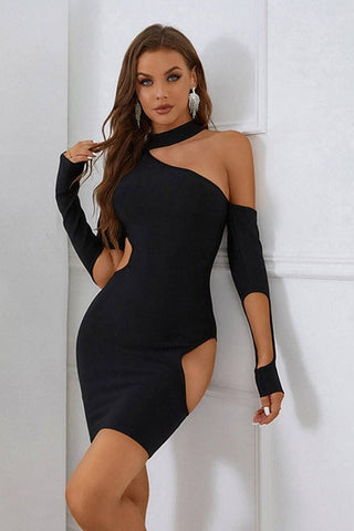Sadie Black Hollow Long Sleeve Dress