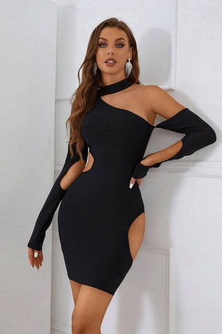 Sadie Black Hollow Long Sleeve Dress