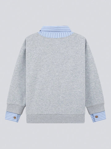 Young Girl Striped Shirt Collar Sweatshirt, Soft Comfortable Durable Stylish & Versatile Zosee