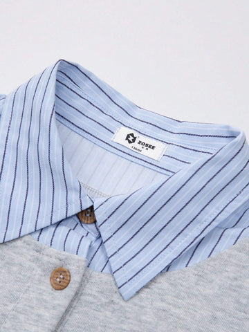 Young Girl Striped Shirt Collar Sweatshirt, Soft Comfortable Durable Stylish & Versatile Zosee