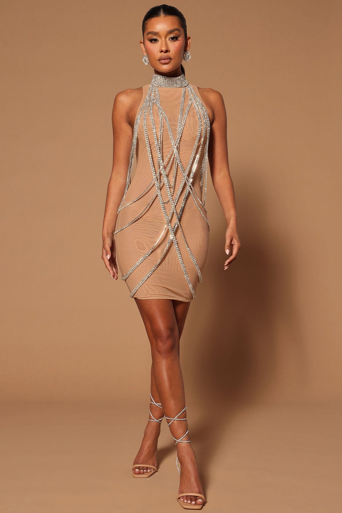 Always Sparkling Embellished Mini Dress