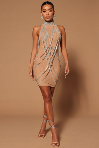 Always Sparkling Embellished Mini Dress