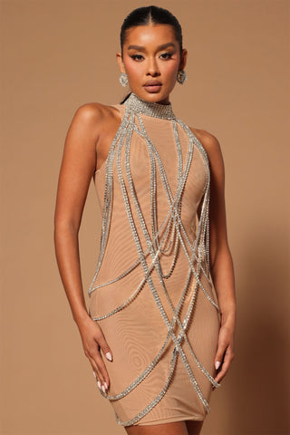 Always Sparkling Embellished Mini Dress