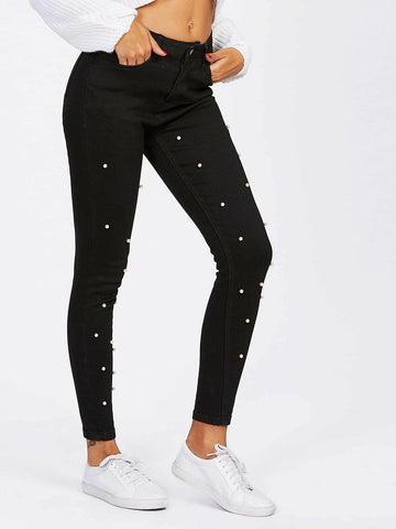 High Stretch Pearl Beaded Jeans