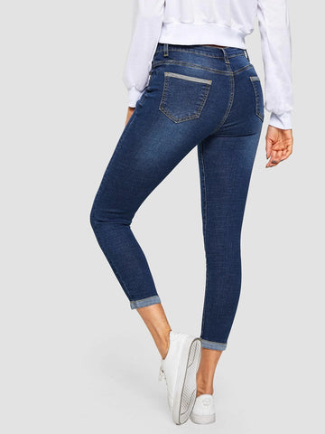 Bleach Wash High Stretch Skinny Jeans