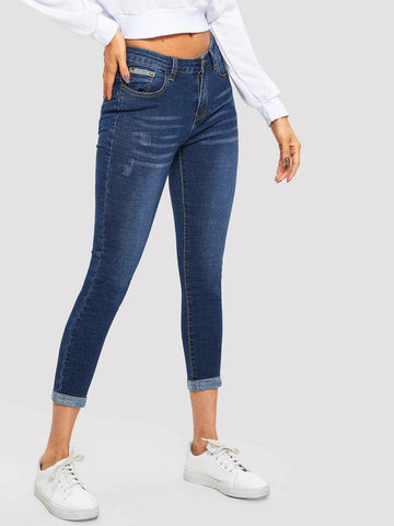 Bleach Wash High Stretch Skinny Jeans