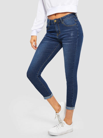 Bleach Wash High Stretch Skinny Jeans