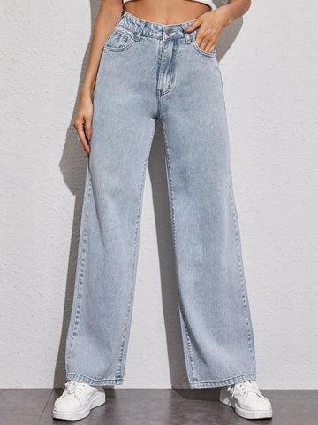 Solid Baggy Jeans