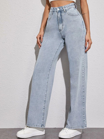 Solid Baggy Jeans