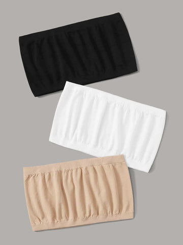 3pack Solid Bandeau Bra Set