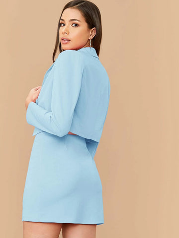 Unity Double Breasted Cropped Blazer & M-Slit Skirt Set