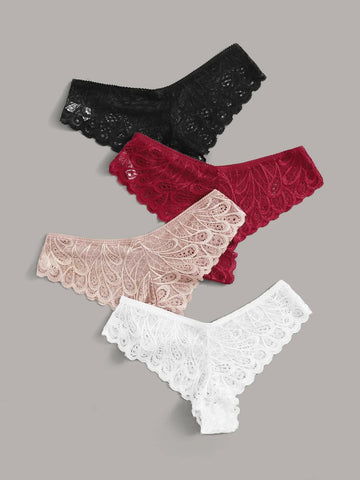 4pack Floral Lace Panty Set