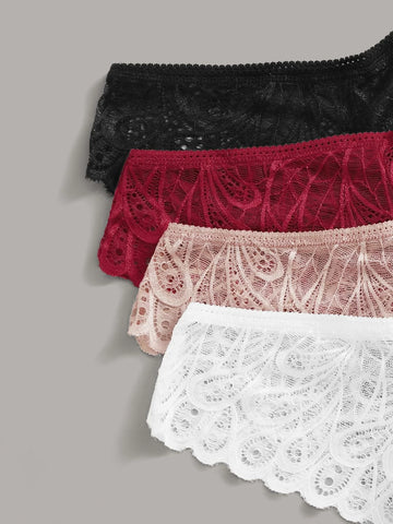 4pack Floral Lace Panty Set