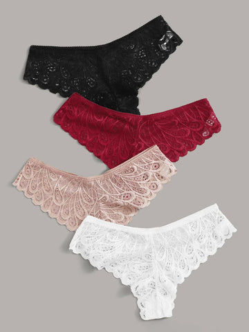 4pack Floral Lace Panty Set