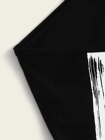 Boys Color Block Tee and Drawstring Waist Joggers Set