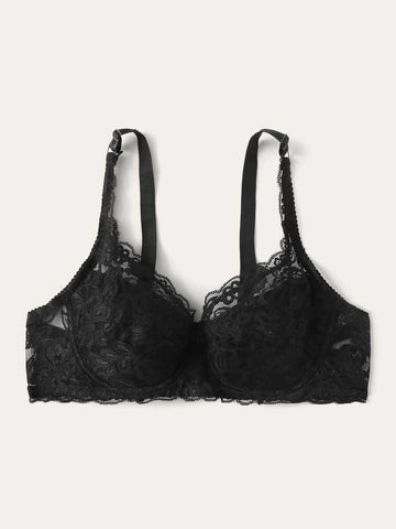 Floral Lace Solid Bra