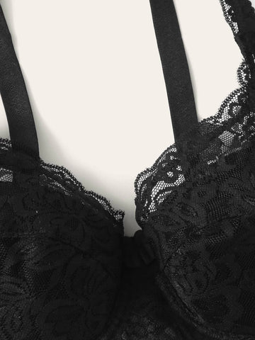 Floral Lace Solid Bra