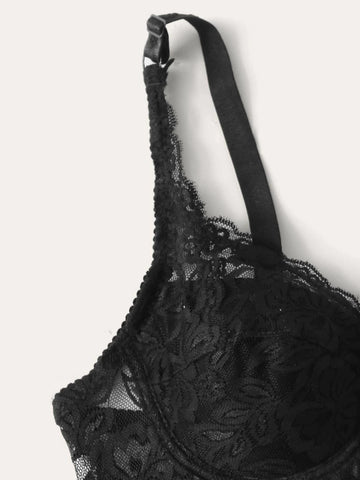 Floral Lace Solid Bra