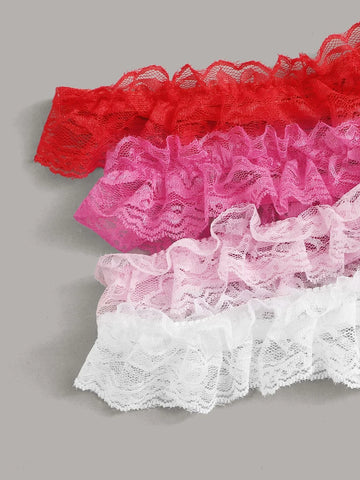 4pack Faux Pearl Ruffle Lace Panty Set