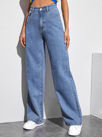 Solid Baggy Jeans