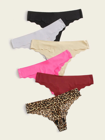 6pack Leopard Scallop Panty Set
