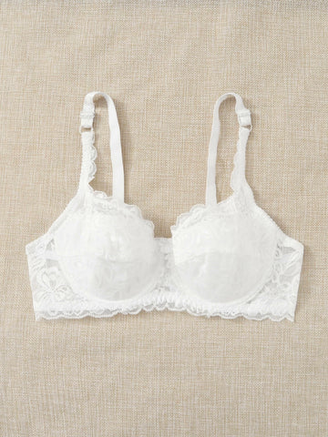 Floral Lace Solid Bra