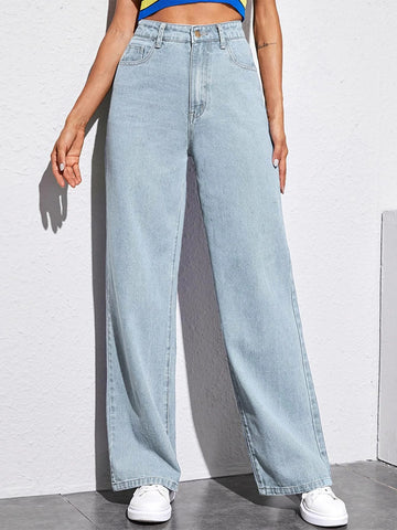 Solid Baggy Jeans