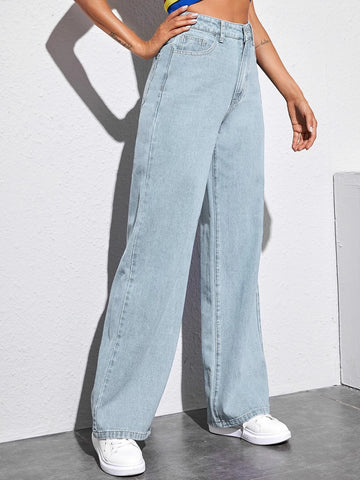 Solid Baggy Jeans