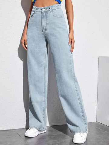 Solid Baggy Jeans