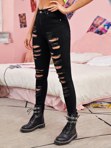 Ripped Skinny Jeans Without Belt