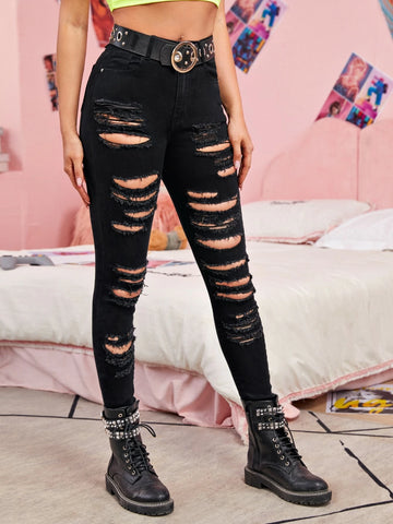 Ripped Skinny Jeans Without Belt