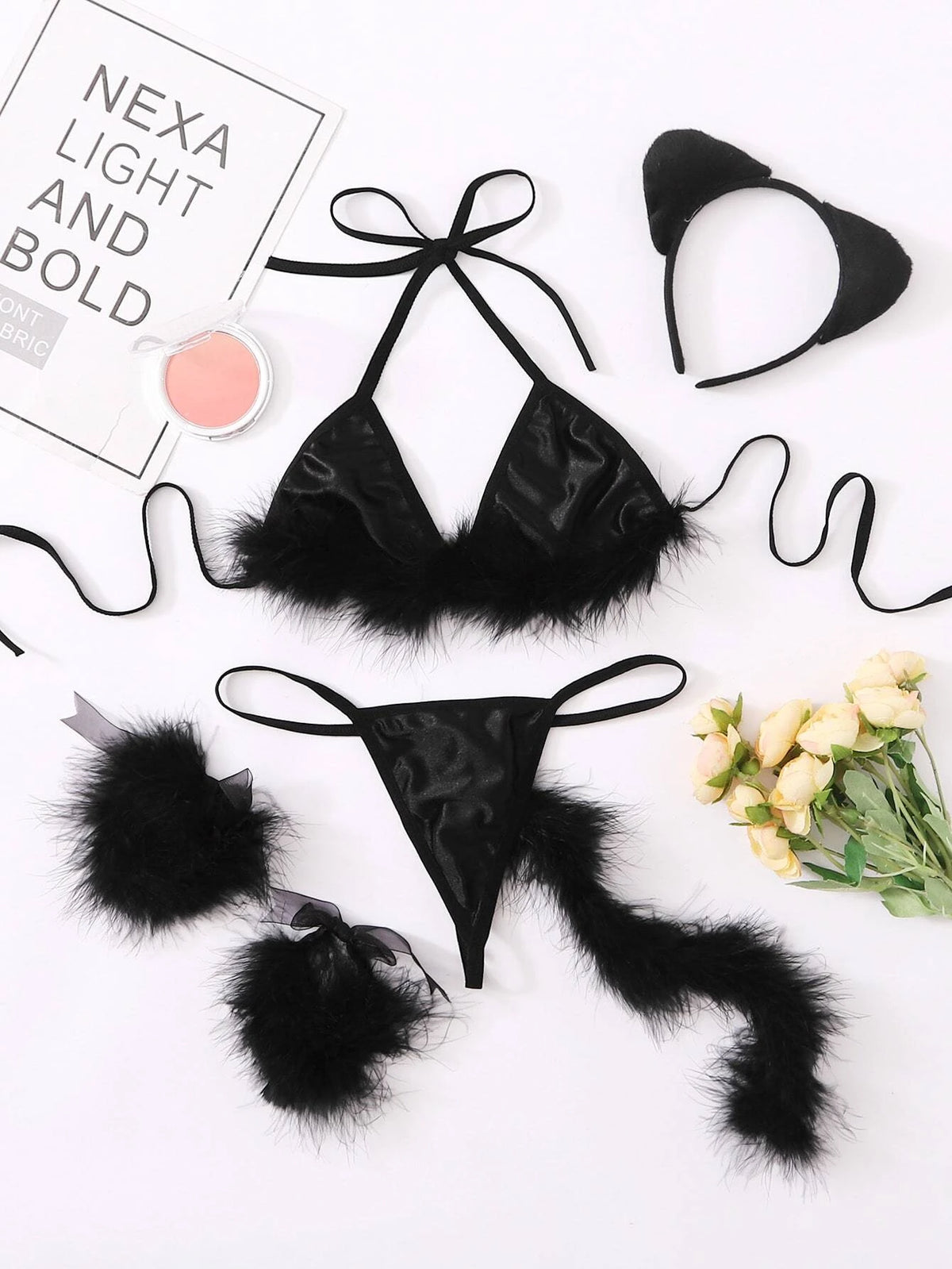 6pack Fluffy Triangle Thong Rabbit Sexy Costume