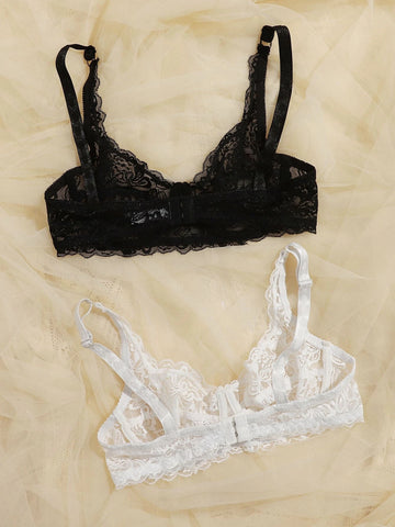Floral Lace Underwire Bra Set - 2 Pack