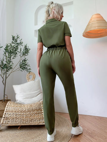 Eilly Bazar Flap Pocket Knot Front Jumpsuit