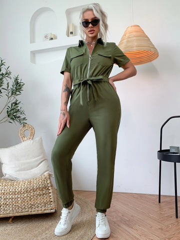 Eilly Bazar Flap Pocket Knot Front Jumpsuit