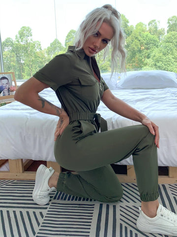 Eilly Bazar Flap Pocket Knot Front Jumpsuit