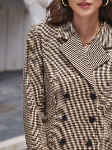 Unity Double Button Houndstooth Blazer & Shorts Set
