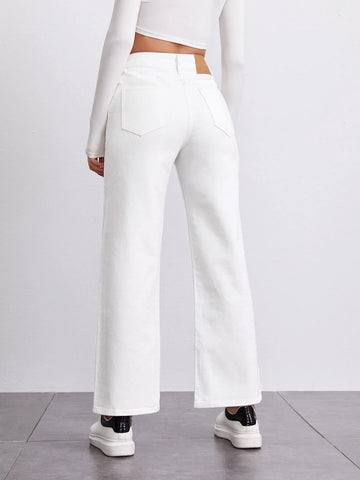 High Waist Straight Leg Jeans