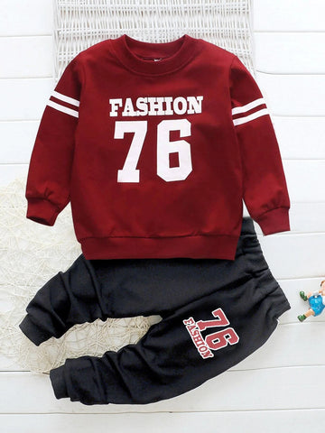 Toddler Boys Letter Graphic Sweatshirt With Sweatpants