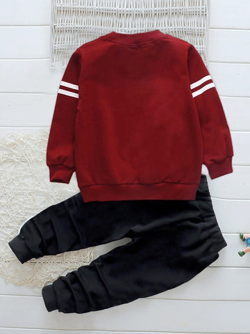 Toddler Boys Letter Graphic Sweatshirt With Sweatpants