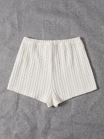 EZwear Solid Elastic Waist Shorts