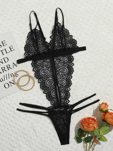 Floral Lace Cut-out Teddy Bodysuit