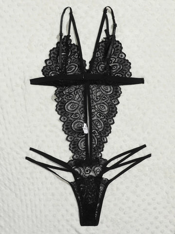 Floral Lace Cut-out Teddy Bodysuit
