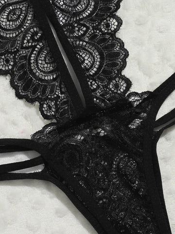 Floral Lace Cut-out Teddy Bodysuit