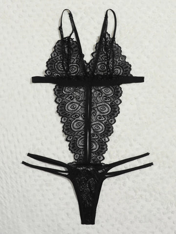 Floral Lace Cut-out Teddy Bodysuit