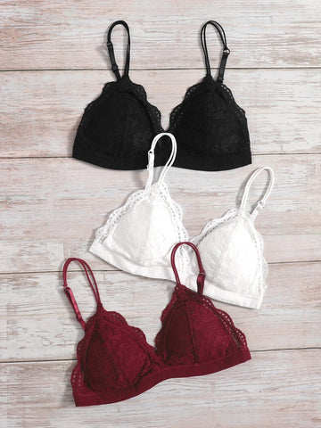 3pack Floral Lace Bra Set