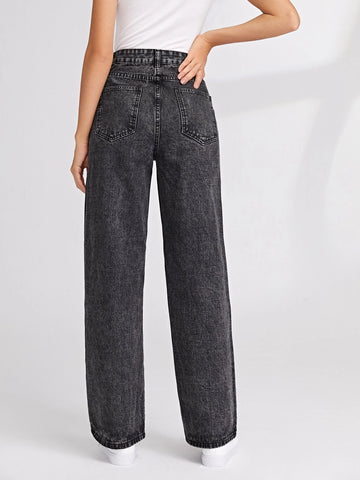 Solid Baggy Jeans